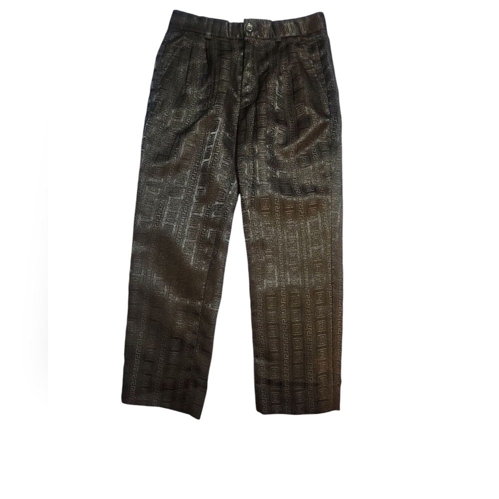 J Vital Vintage Black Geometric Designed Boys Dress Slacks